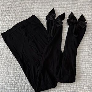 Black Hosiery with Ankle Bow Detail